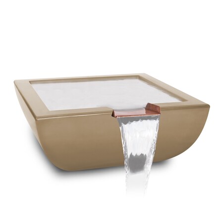 The Outdoor Plus 30 Square Avalon Water Bowl - GFRC Concrete - Brown - OPT-AVLWO30-BRN